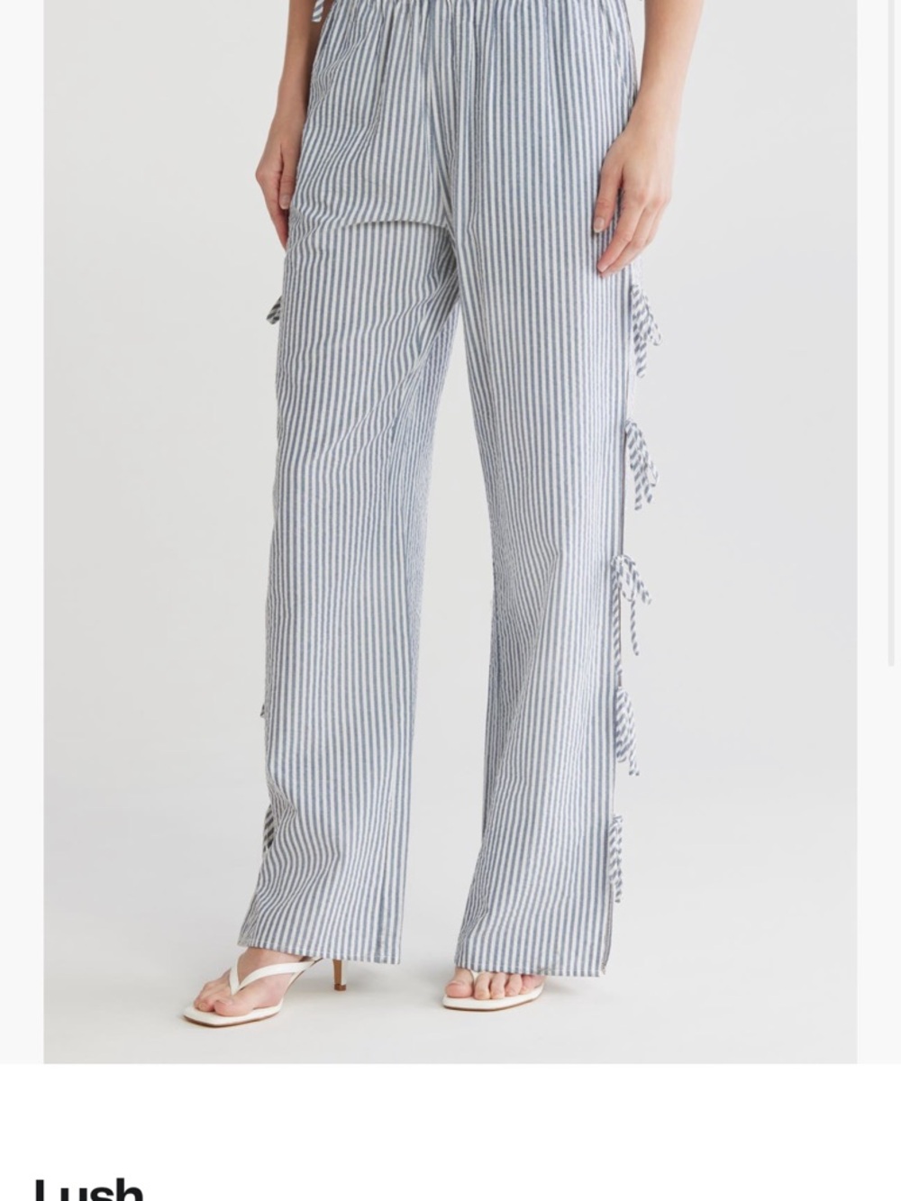 Lush side tie striped pants - Blue/White